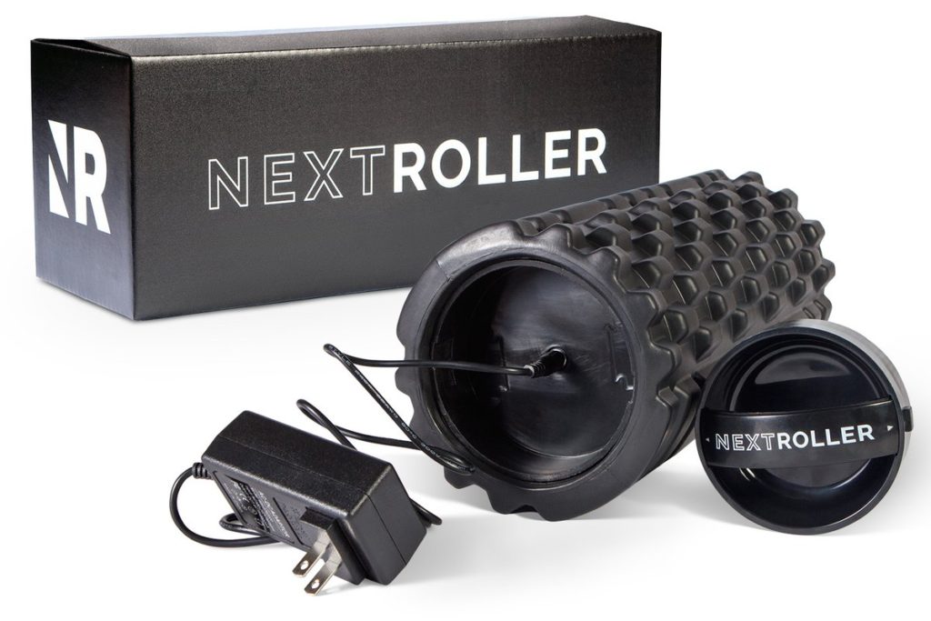 Nextrino Next Roller vibrating foam roller charging cord and ergonomic carry handle